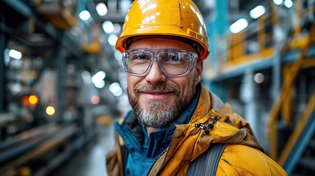 Portrait of male engineer looking at camera and smiling.