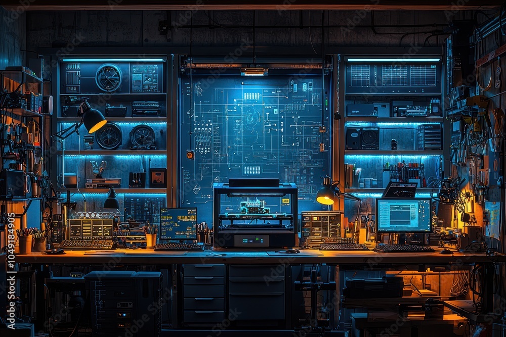 Poster A Hacker's Workstation with Multiple Monitors and a 3D Printer