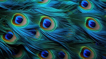 Obraz premium Close-up peacock tail feathers background