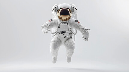 A cartoon astronaut gracefully floating in zero gravity, showcasing a playful exploration of space without any visible support in the serene cosmos