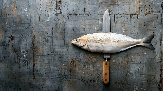 Close up of a fresh hoki fish fillet lying on a simple smooth and minimalist surface  This high protein seafood ingredient is versatile for various culinary