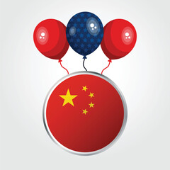 Celebration China National Flag With Balloons