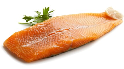 Closeup of a Arctic char fish fillet with a vibrant flavorful skin tone  This delicate gourmet seafood protein is a delicacy perfect for a culinary recipe or restaurant menu