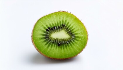 A juicy kiwi fruit, sliced in half.