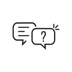black answer to the question thin line bubble. outline trend modern chatroom logotype graphic stroke art design element isolated on white. concept of simple