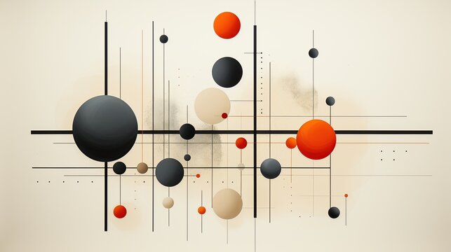 Modern abstract art. Watercolor illustration. Minimalist abstract artwork that explores the concept of balance and asymmetry