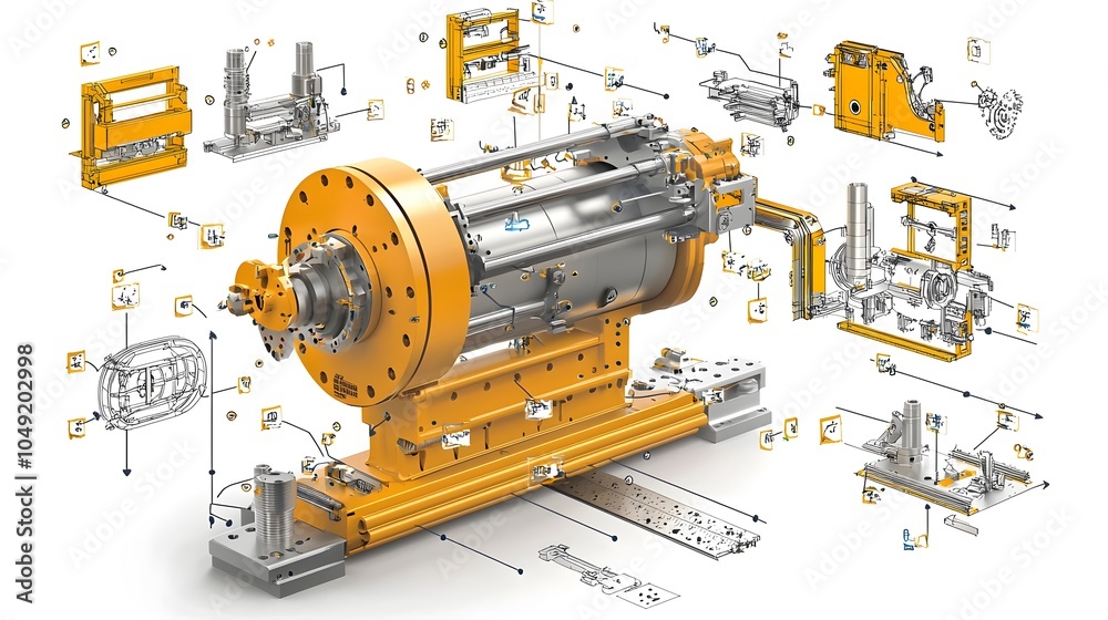 Aufkleber comprehensive diagram showcasing the intricate workings of a metal sheet bending machine during its 