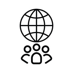 black thin line global government icon. abstract linear trend modern graphic design share economy logotype element isolated on white. concept of worldwide