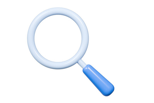 recommend clip art: 3D Magnifying glass icon. Minimal Blue Magnifying glass lens tool icon isolated on blue background. Search, Find, Zoom, Research and science tool concept. 3d render.