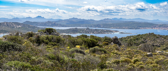 Views of mountains and coast in Maddalena island , Italy