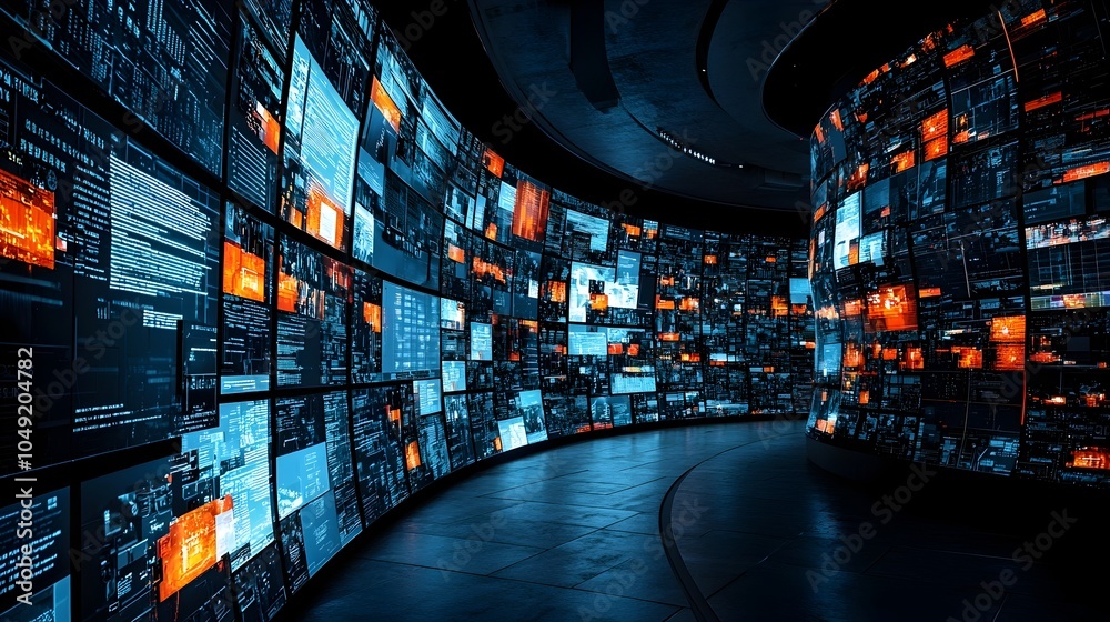 Poster curved oled television displaying visuals in a dark moody interior setting creating an immersive mul