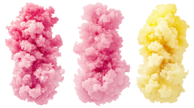 Pink and Yellow Watercolor Clouds on Transparent Background Generative AI