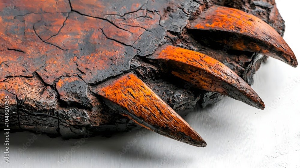 Poster detailed closeup of velociraptor claw fossil revealing textured surface and intricate details of thi