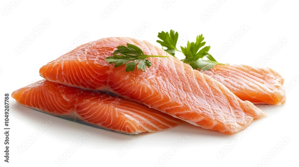 Poster a beautifully presented trout fillet arranged neatly on a clean white backdrop for a simple yet eleg