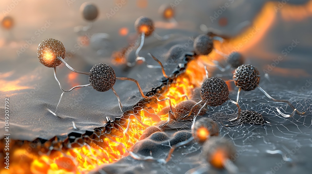 Aufkleber 3D showcasing the efficient heat conduction properties of graphene a revolutionary material with unique atomic and molecular structure