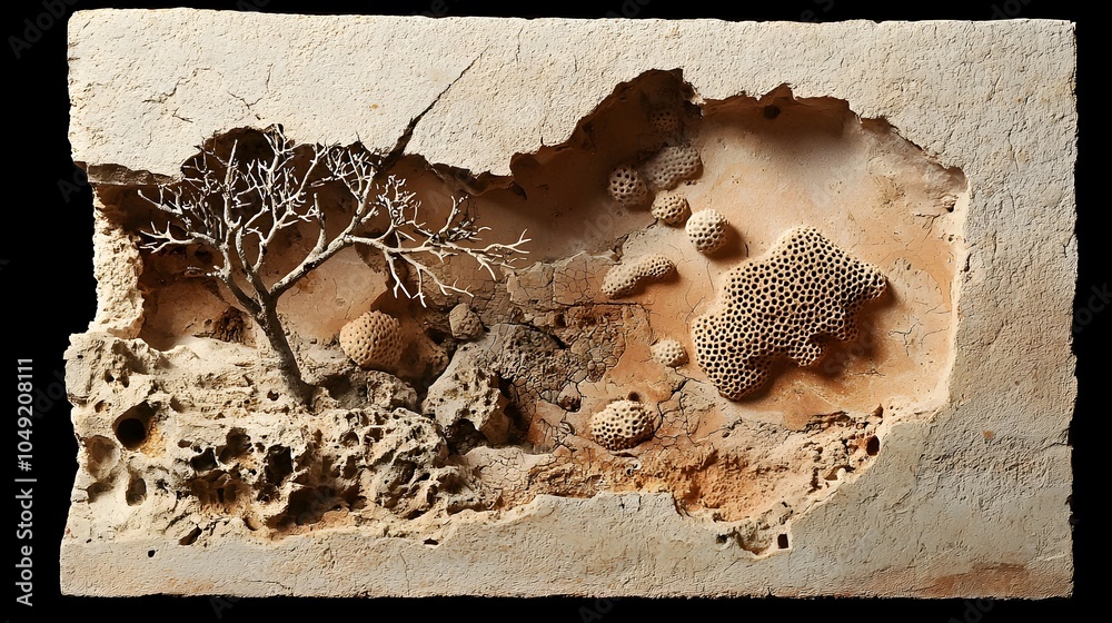 Poster A cross section view of a fossilized coral colony revealing the intricate and layered structure of this ancient marine organism that once thrived in the underwater ecosystem