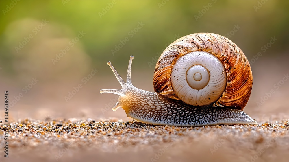 Poster detailed monochrome depiction of an ancient spiraled gastropod fossil specimen from the seabed scien