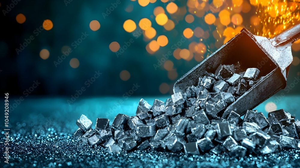 Poster advanced machinery and automation refining raw aluminum ore into metal for efficient industrial manu