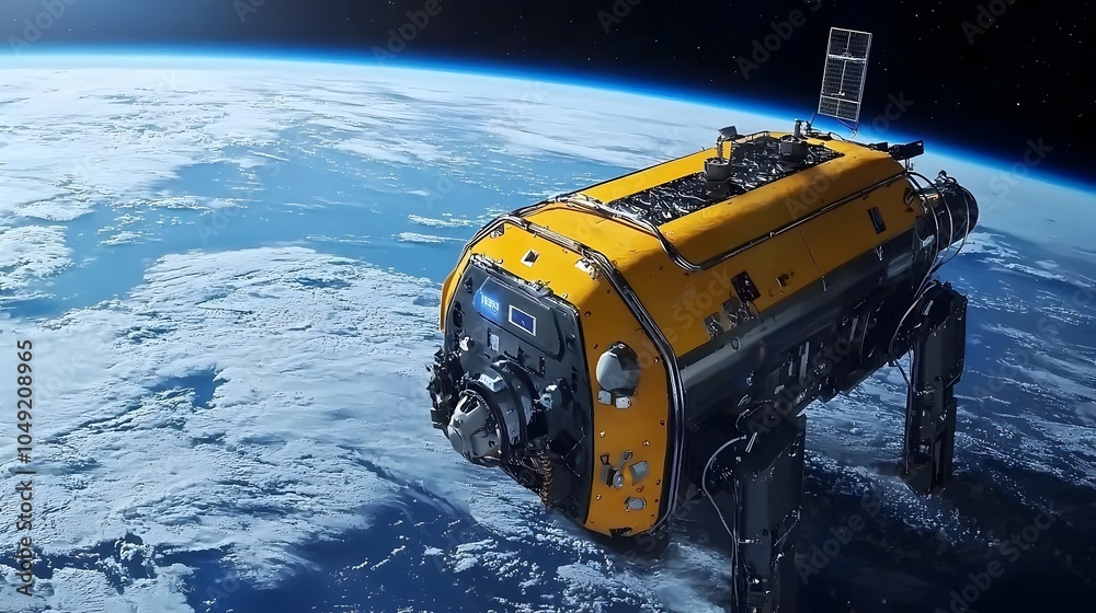 Aufkleber Advanced prototype robot created to efficiently gather and eliminate floating space junk and orbital debris contributing to a cleaner and safer space environment
