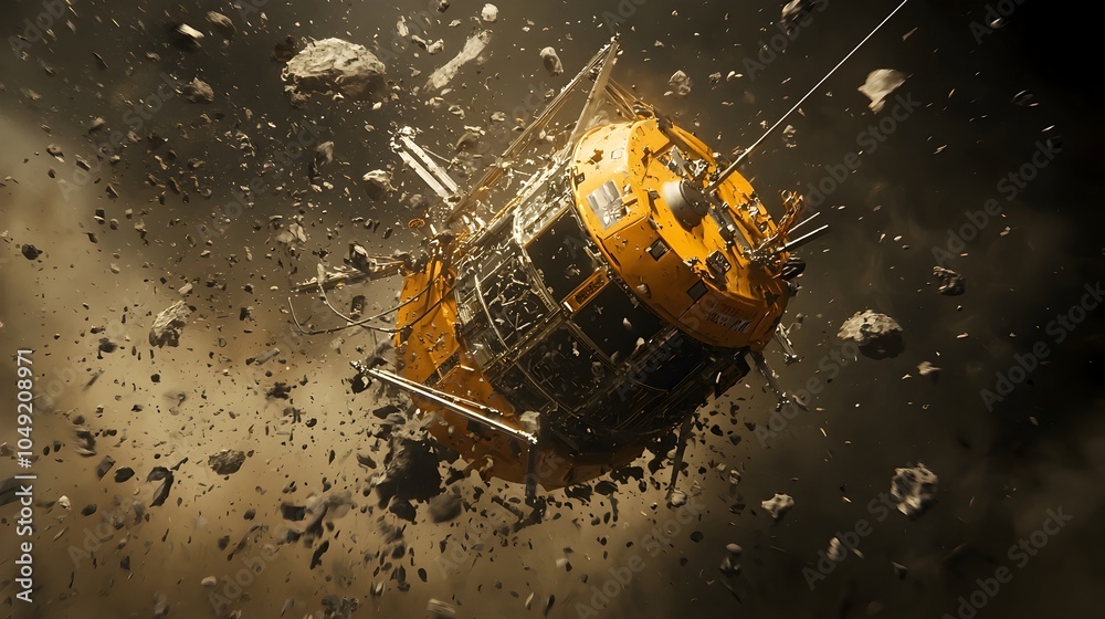 Aufkleber Advanced spacecraft utilizing harpoon technology to capture and remove floating debris from Earth s orbit