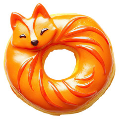 Whimsical fox-shaped donut on transparent background