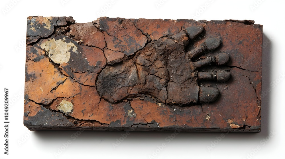 Aufkleber detailed close up view of a fossilized dinosaur footprint displayed as a singular imprint showcasing