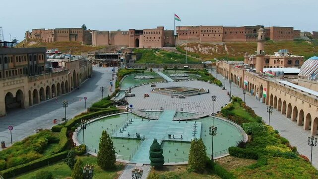 Drone footage of Erbil Citadel, the capital of the Kurdistan Region of Iraq
