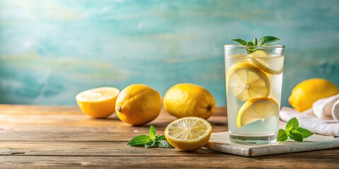 Fototapeta premium Refreshing summer lemonade perfect for healthy living