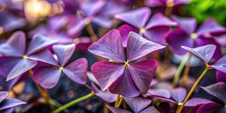 purple oxalis plant with triangular leaves