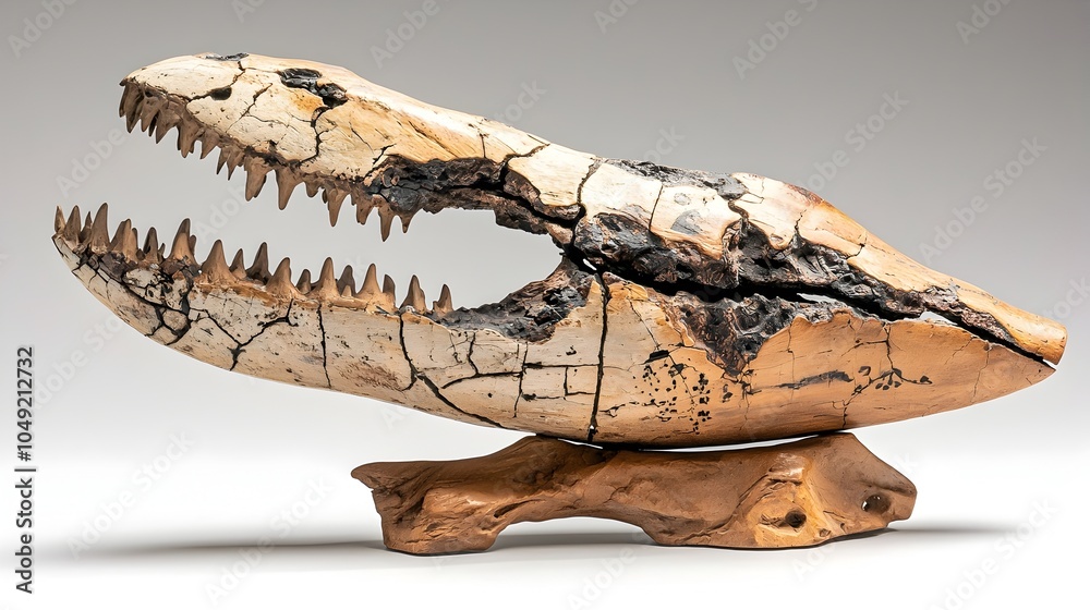 Poster detailed side view capture of a well preserved mosasaur jaw fossil