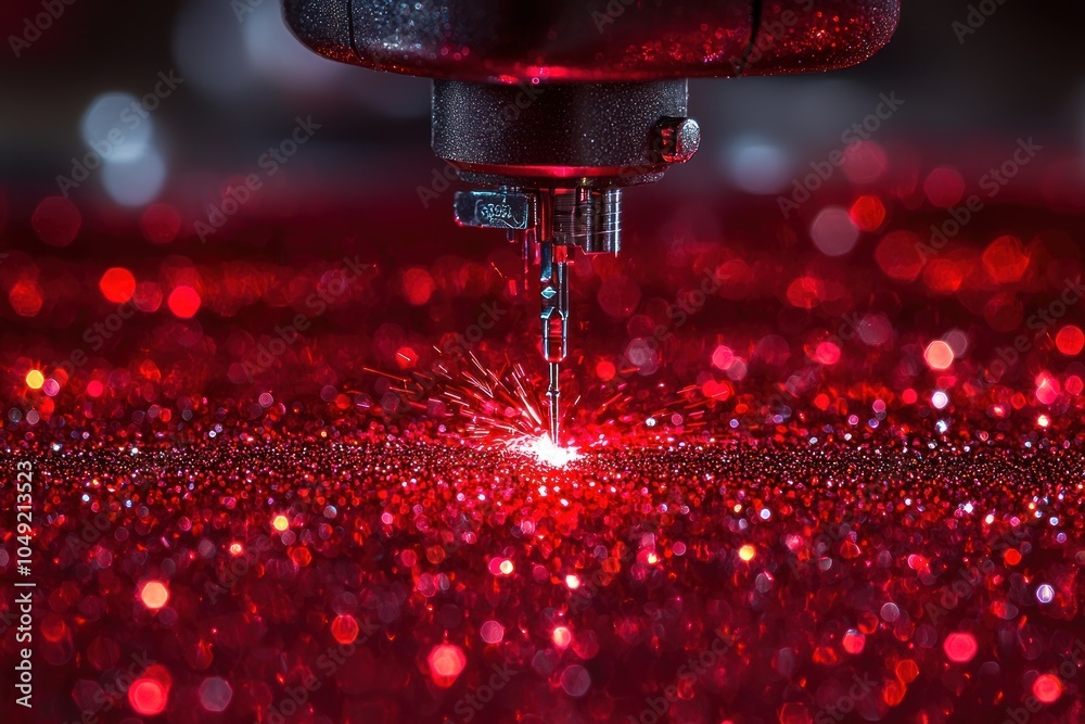 Poster Close-up of a Spark Emitting from a Machine Tool Tip