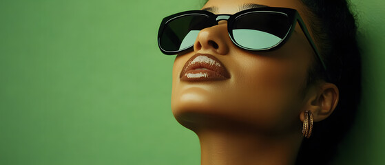 Closeup Portrait of a Woman Wearing Sunglasses and Hoop Earrings