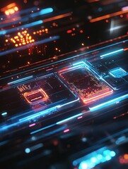 Obraz premium Futuristic Digital Interface with Holographic Elements