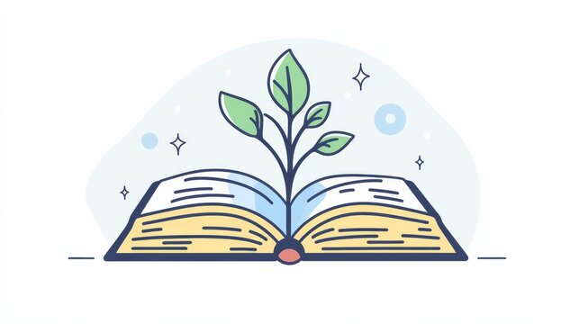 book with plant growing, education concept clip art preview