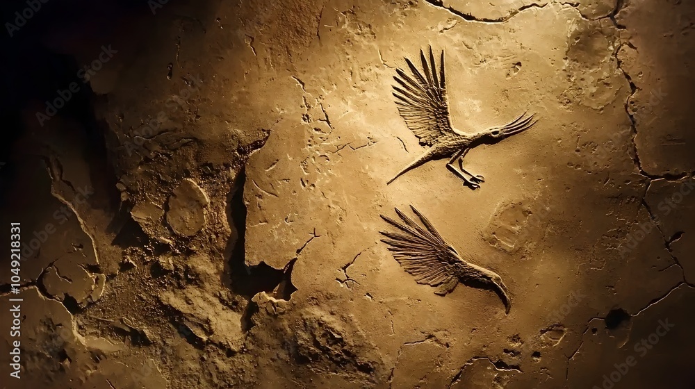Poster Exquisitely Preserved Archaeopteryx Fossil Showcasing Distinct Feather Imprints Providing Invaluable Insights into the Evolutionary Transition Between Dinosaurs and Birds