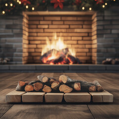 wood burning in fireplace