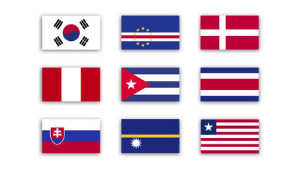 Naklejka premium Vector illustrations of country flags