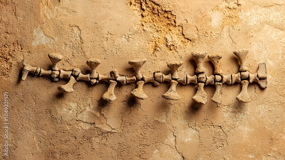Poster Fossilized shark vertebrae meticulously arranged in a sequential pattern