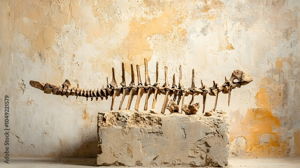 Poster Fossilized shark vertebrae neatly arranged in a sequence showcasing the intricate details and patterns of this prehistoric marine life specimen