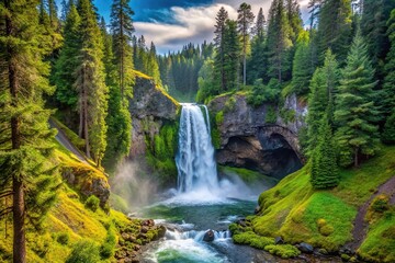 Beautiful waterfall in Willamette National Forest, Oregon