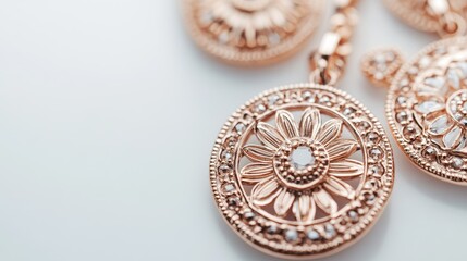 Naklejka premium Elegant Rose Gold Jewelry with Floral Design