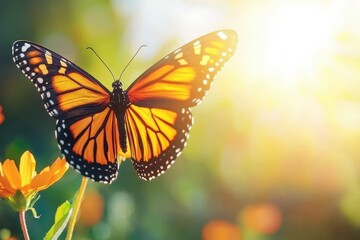 Naklejka premium Vibrant Monarch Butterfly with Outstretched Wings