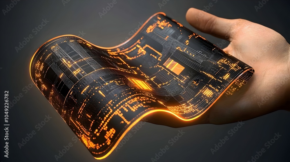 Poster Graphene based flexible electronics seamlessly bending and folding showcasing the innovative capabilities of advanced materials and future forward technology