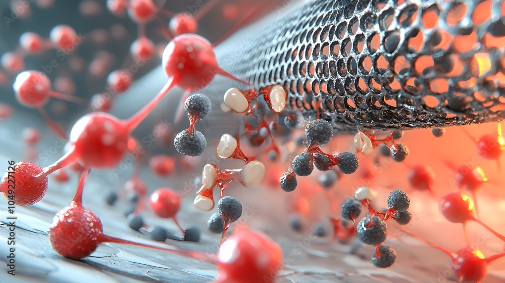 Aufkleber Graphene based water membrane with intricate molecular structure blocking and removing contaminants for clean pure water technology and sustainable environmental solutions