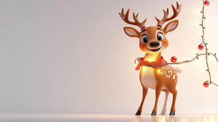 Adorable Christmas Characters with Festive Lights