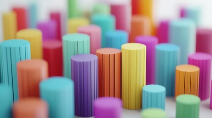 Obraz premium Colorful arrangement of cylindrical shapes representing a playful and creative atmosphere in modern design contexts
