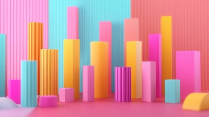 Fototapeta premium Vibrant geometric shapes in a dynamic color palette creating an engaging visual composition for creative projects