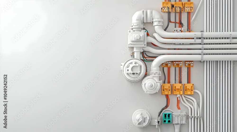 Fototapete pvc conduit pipes being installed for an electrical wiring system at an active construction site the