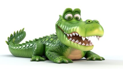 Fototapeta premium A Cartoon Crocodile With A Big Grin