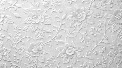 Fototapeta premium white paper texture, floral pattern, wall background